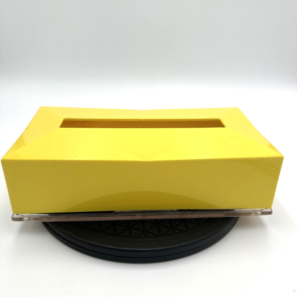 Vintage MCM 70's Bright Yellow 2 PC Kleenex Tissue Holder